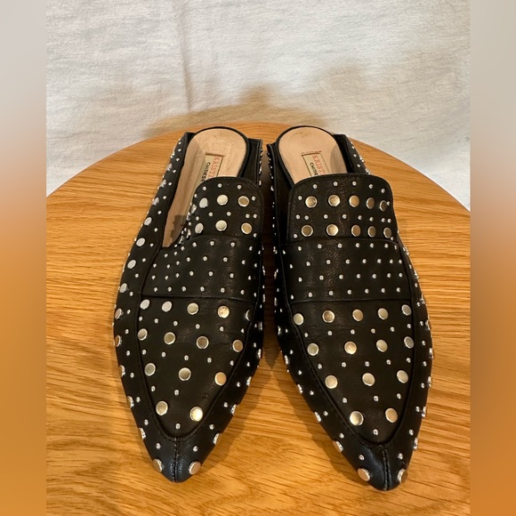 Chinese Laundry Shoes - Kristin Cavallari Chinese Laundry Black Sliver Studded Flats Mules Slide Sz 6.5